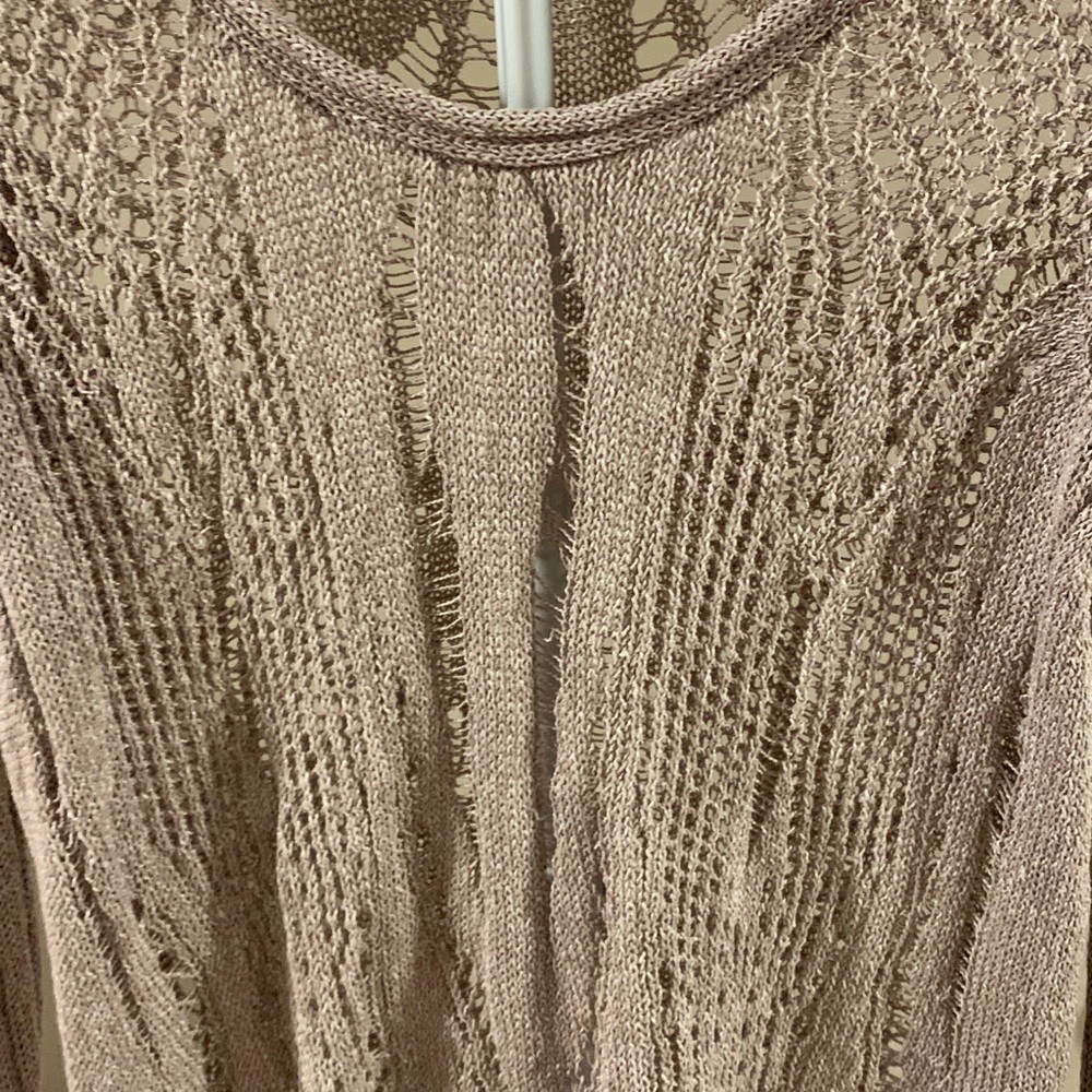 Simply Vera by Vera Wang Taupe Crochet Knit Sweater Women's Size XL - Picture 2 of 6